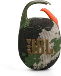Enceinte portable JBL Clip 5 coloris Squad avec mousqueton intégré.