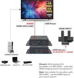 FeinTech AX110 HDMI 2.1 eARC Audio Extractor – Convertisseur pour TV avec Dolby Atmos – vue détail