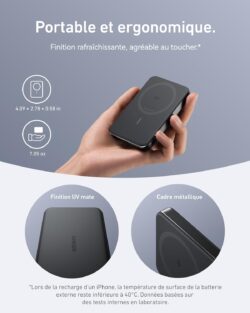 anker-maggo-powerbank-10000-mah-batterie-magn-tique-ultra-fine-pour-iphone-magsafe-3 Anker MagGo Powerbank 10000 mAh – Batterie magnétique ultra fine pour iPhone MagSafe – vue détail