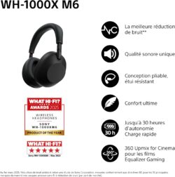 Sony WH-1000XM6 – Casque ANC pliable avec son amélioré et égaliseur réglable – vue détail
