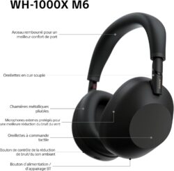 Sony WH-1000XM6 – Casque ANC pliable avec son amélioré et égaliseur réglable – vue détail